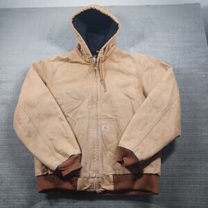 Vintage Carhartt Jacket Mens Medium Duck Canvas Quilt Lined J140 Brown Made USA